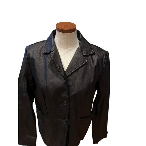 Bagatelle Collection Faux Leather Blazer Jacket Black L - Picture 3 of 8